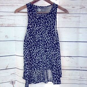 Roxy hi-lo leopard/cheetah print tank top black grey XS